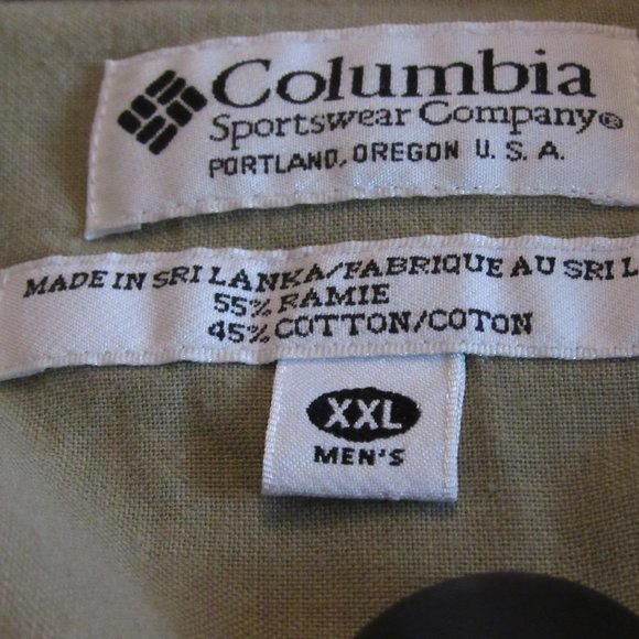 Columbia Olive Green Short-Sleeve Button-Up Shirt Cotton Blend Size XXL EUC - Picture 5 of 8